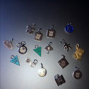 Weight Watchers Silver Charms with Blue & Teal Accents